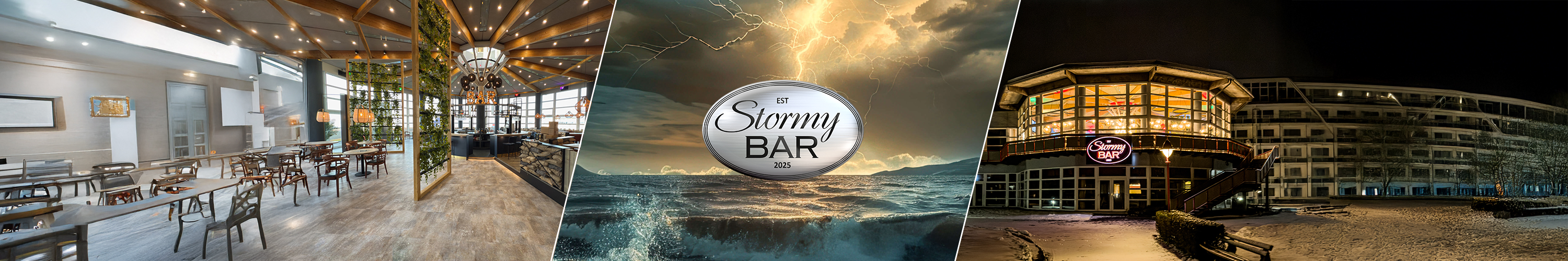 Cover mit stürmischer Landschaft und Blitz im Hintergrund, Schriftzug 'Stormy Bar 2025' im Vordergrund.
